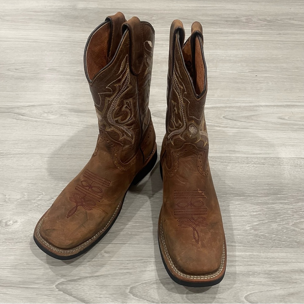 Reypa Leather Cowboy Boots Mexico Size 4 4.0 MX 23 23.0 710 Tang Square Toe Box